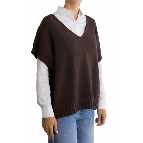 Gilet tinta unita scollo a V modello over 